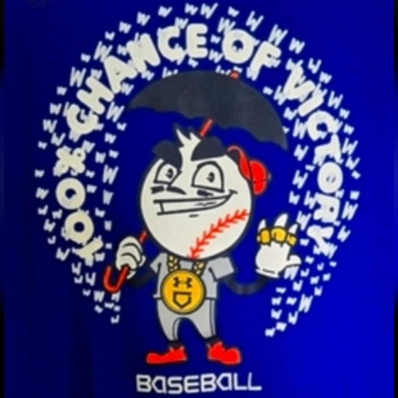 Under Armour Youth Large Blue T-Shirt 100% Chance of Victory Baseball Graphic - Picture 2 of 4